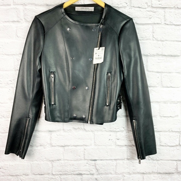 zara women's leather motorcycle jacket